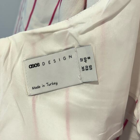 🍁 NWT ASOS DESIGN x MILLIE halter neck blazer mini dress in stripe print White - Picture 9 of 16